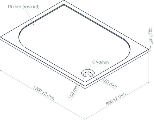 Receveur de douche extra-plat en béton de synthèse 80x120cm